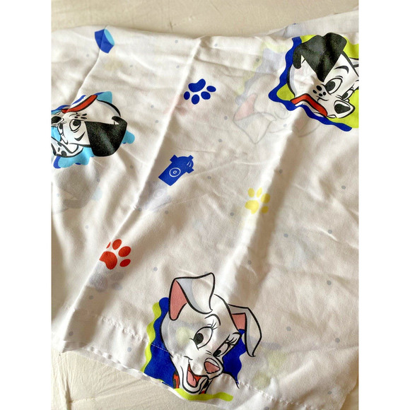 Vintage 101 Dalmatians Twin Flat & Fitted Sheet Set White Disney USA Made - Picture 1 of 6